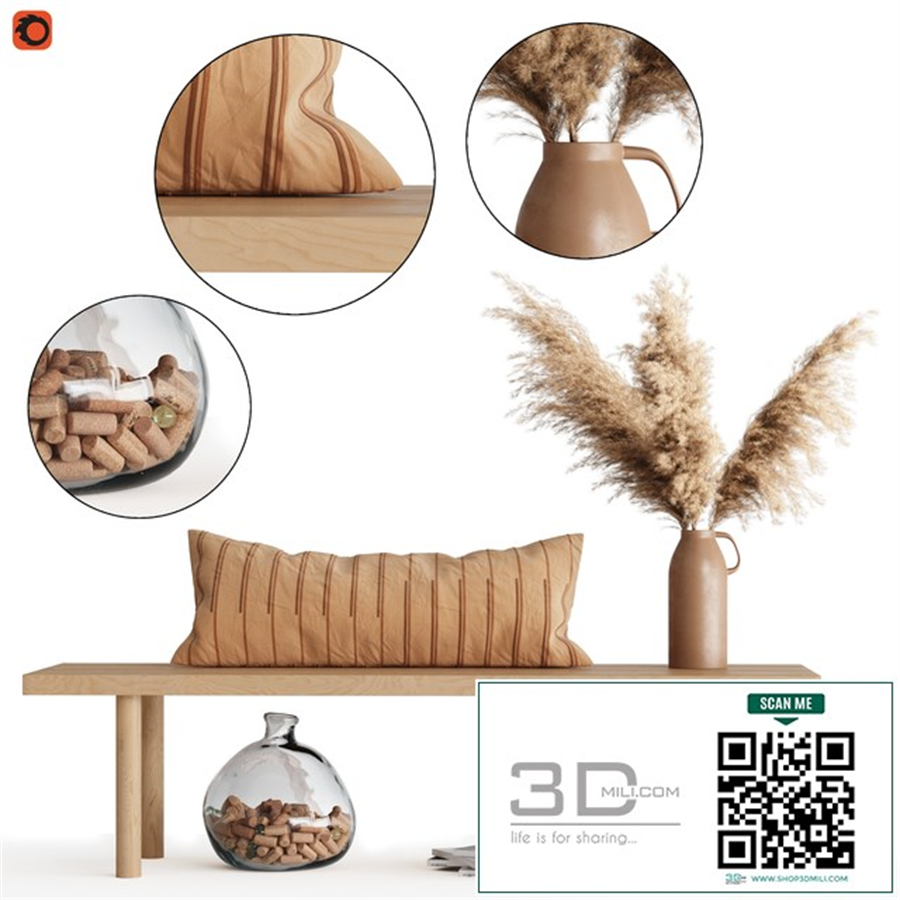Decoration Set 05 pampas & table