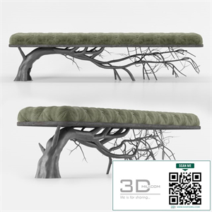 modern tree tufted bench