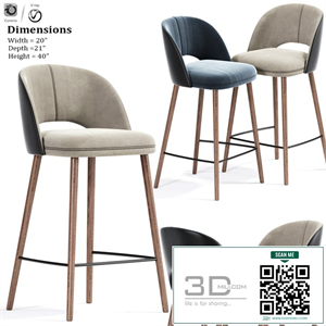 Mid Century Modern Barrel Backed Bar Stool
