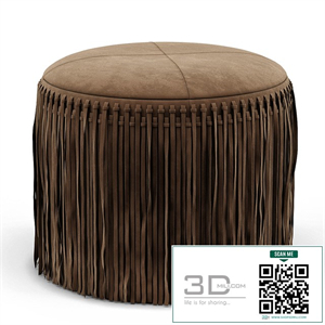Wisteria Suede Boho Round Ottoman