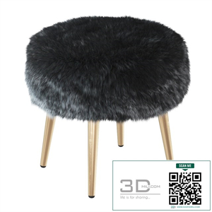 Round chair black fur