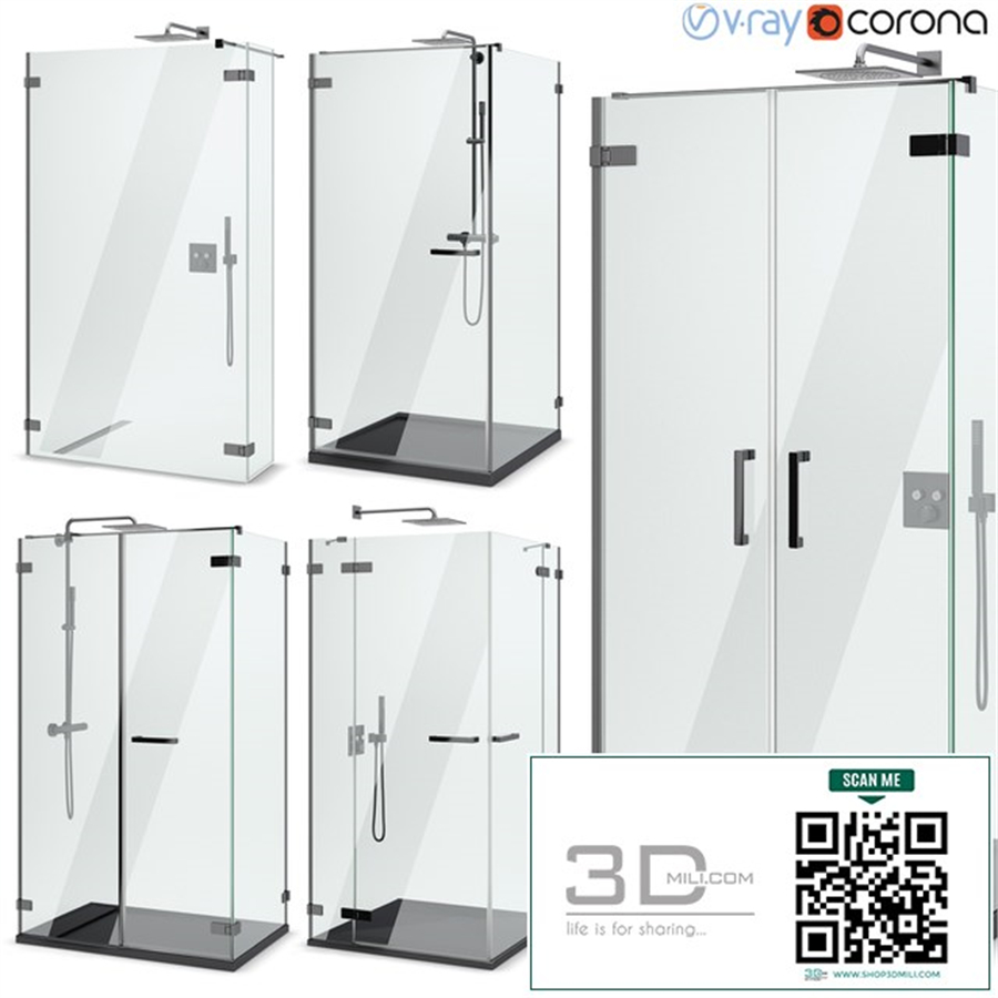 Shower enclosures and doors Radaway | Arta black set 103