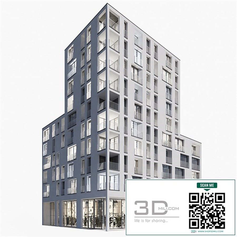 Modern residential building 01 | night