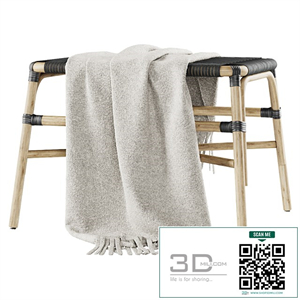 Rattan ottoman MD41 / Rattan upholstered bench