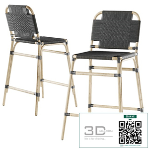 Rattan bar stool MD43 high back / Rattan bar stool