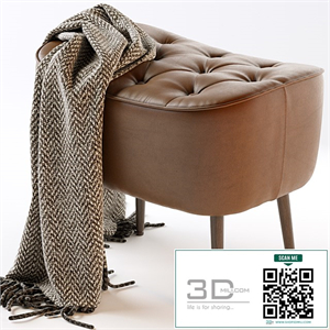 BIRDROCK HOME Tufted Curve Leather Ottoman
