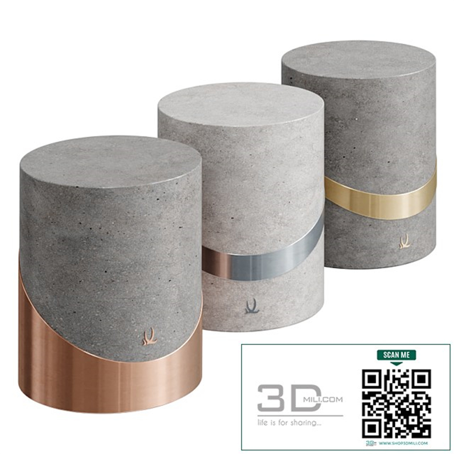 metal and concrete stools