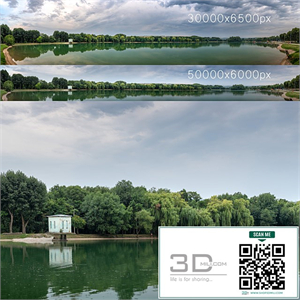 Panorama with a lake and trees v2. 30-50k