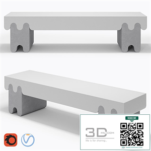 Ossicle Gray Leather Bench №2