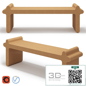Ossicle Brown Leather Bench # 1