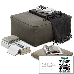 Floor decor set 001 with pouf and books