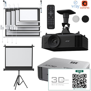 Projector Acer X1326AWH black and white + projection screens