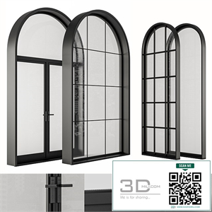 Black Modern Arched Window - Windows Set 07