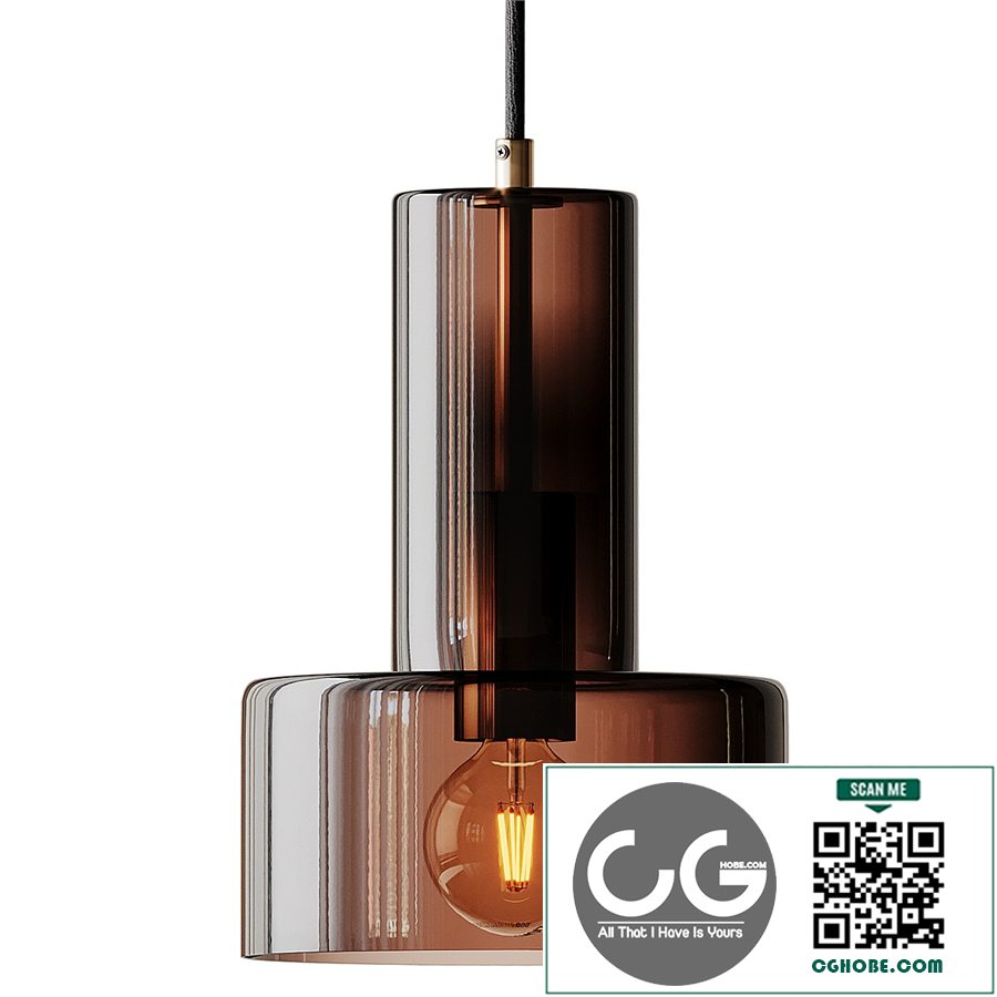 Hubsch Glass Pendant Lamp in Brown
