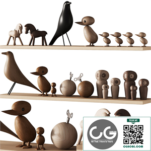 decorative wooden toys set 01