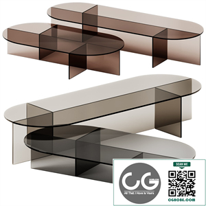 SESTANTE Oval low glass coffee table