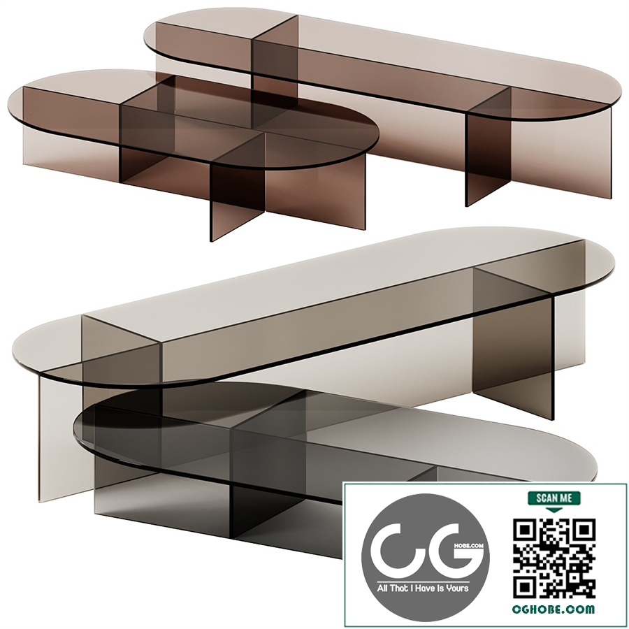 SESTANTE Oval low glass coffee table