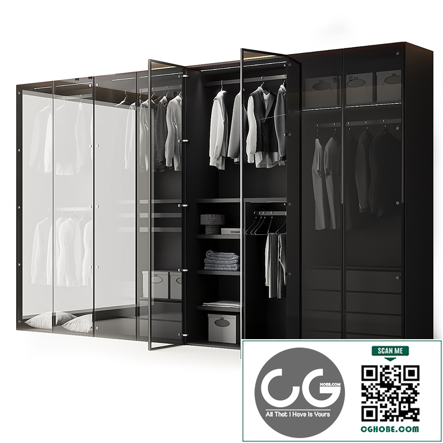 Modern Aluminum Glass Door Wardrobe