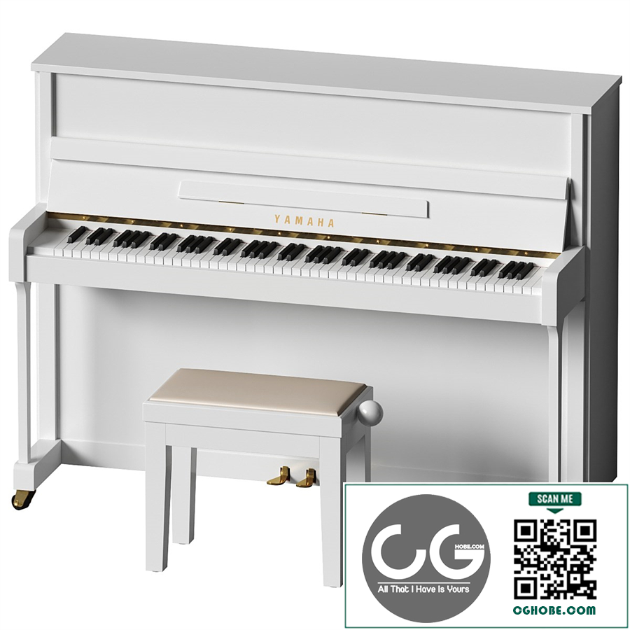 Yamaha b2 PE White - piano with bench