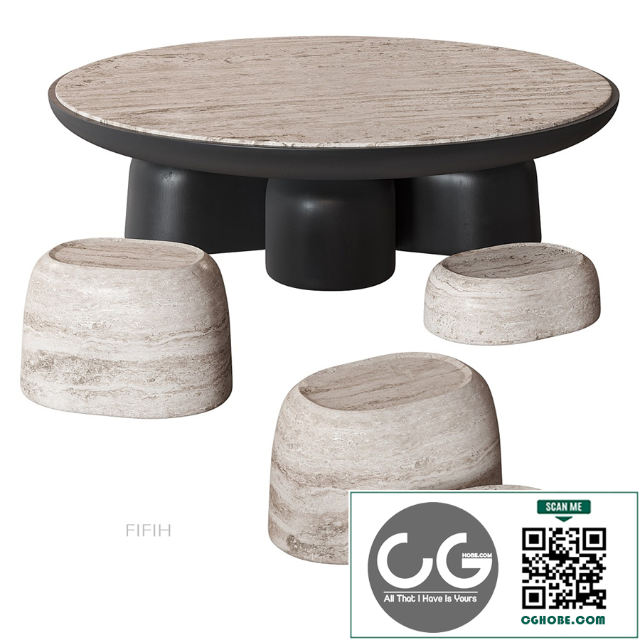 FIFIH coffee table Travertine HOMMÉS
