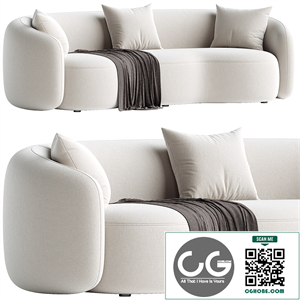 Boucle Fabric Upholstered Curved Sofa