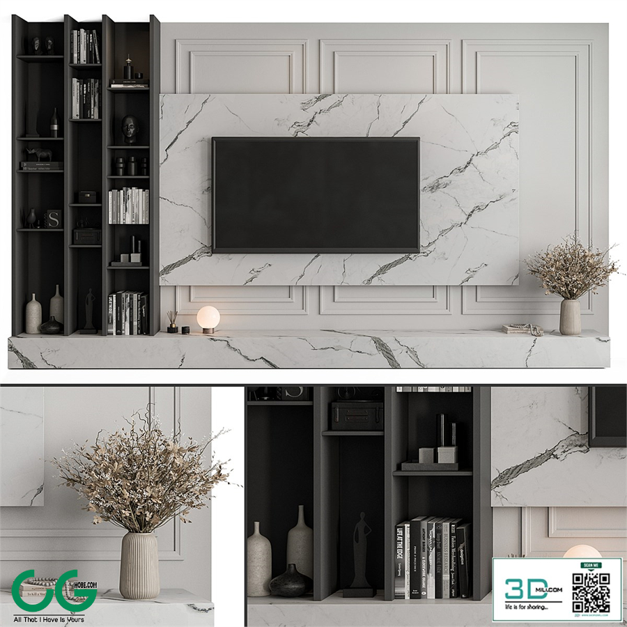 TV Wall Stone and Plaster - Set 58