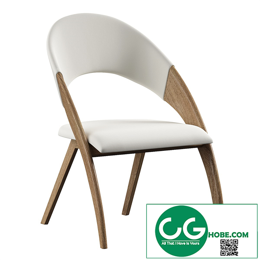 Walnut wood and cream leatherette dining chair