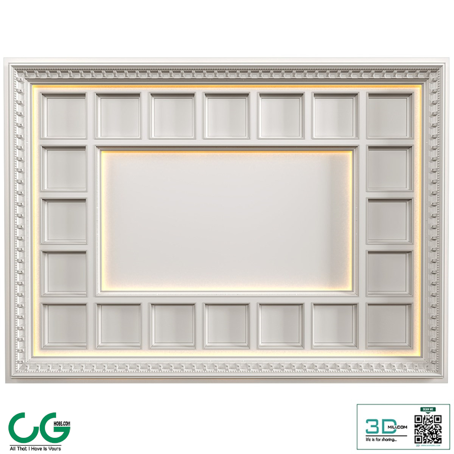 Art Deco coffered illuminated ceiling.Modern coffered illuminated ceiling