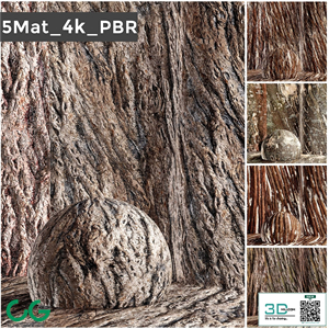 set 5 bark PBR materials 006 arc