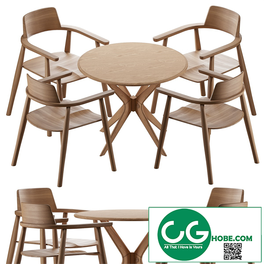 Table Alden with chairs Samurai