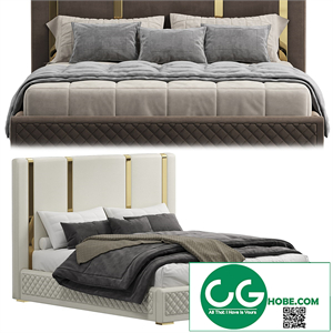 King bed Polished gold