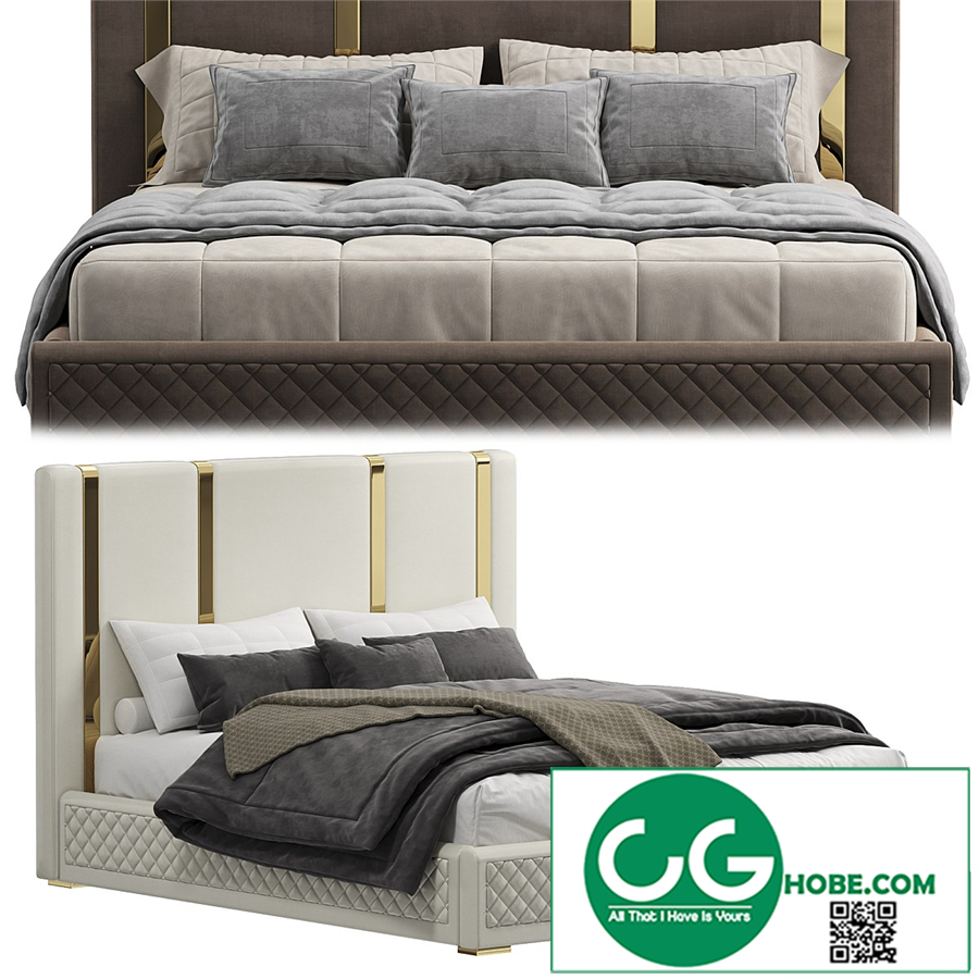King bed Polished gold