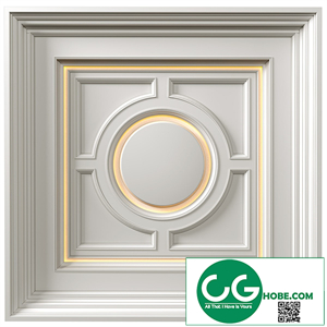 Art Deco coffered illuminated ceiling.Modern coffered illuminated ceiling