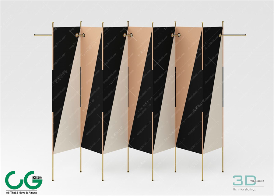 Modern folding screen partition 06 3D model