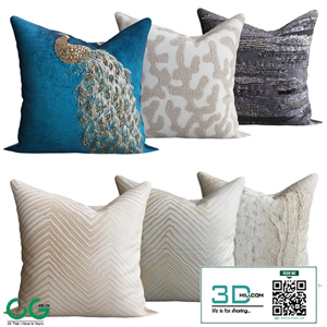 Teal Velvet Beaded Peacock Pillow