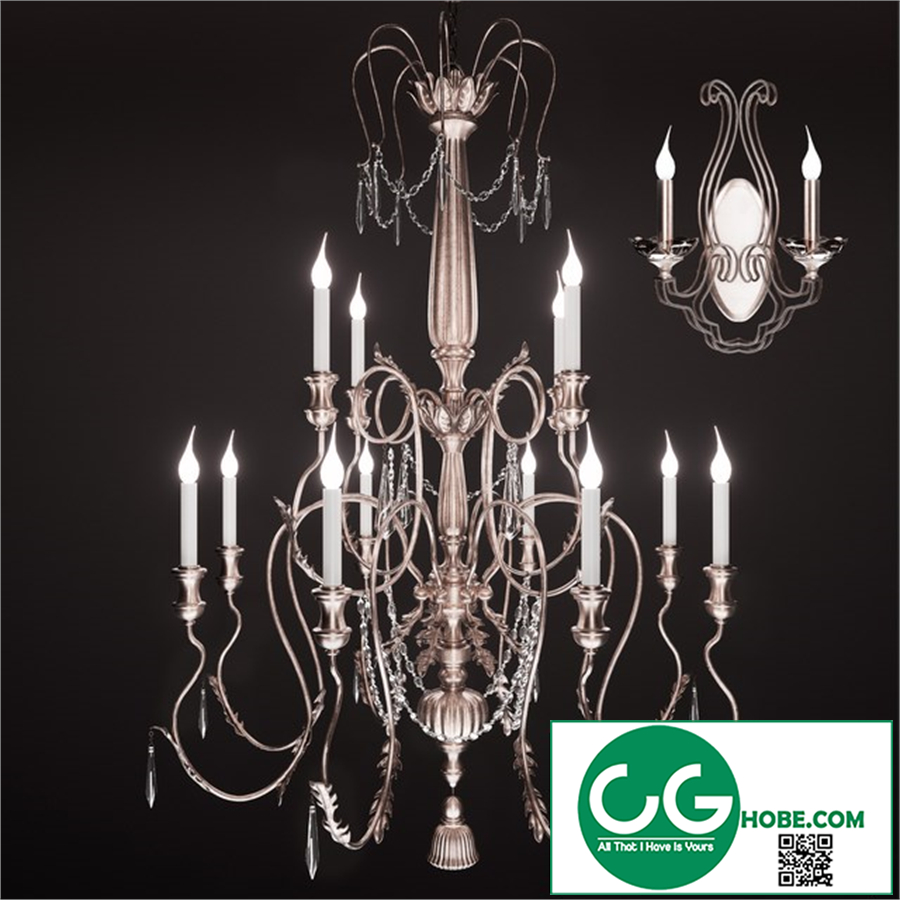 John Richard Chandelier and Two-Light Sconce