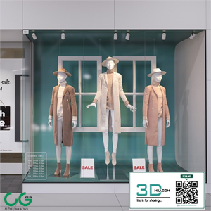 Shop front with female mannequins