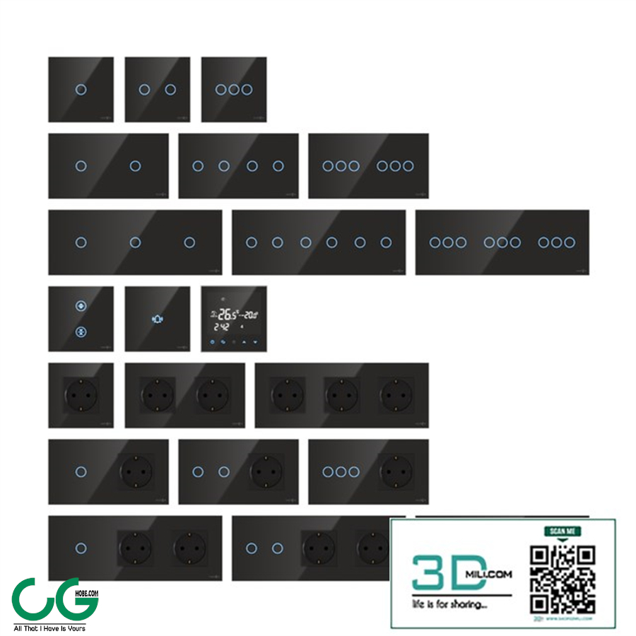 TouchMe sockets and switches - Black