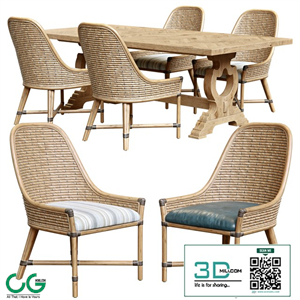Keeling woven side chair and farmington rectangular dinning table