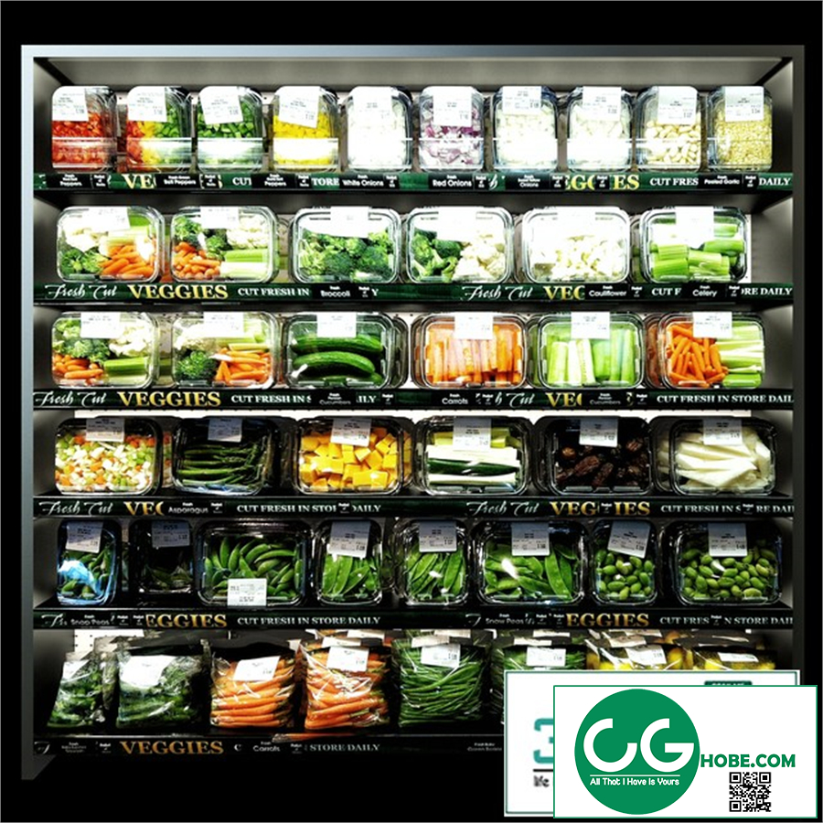 Shelves with vegetables