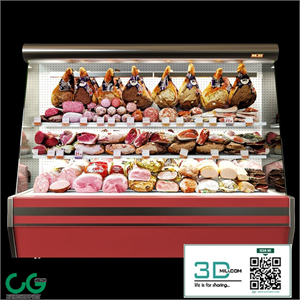 Shelves with meat