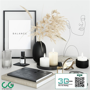 Decorative set with face sculpture