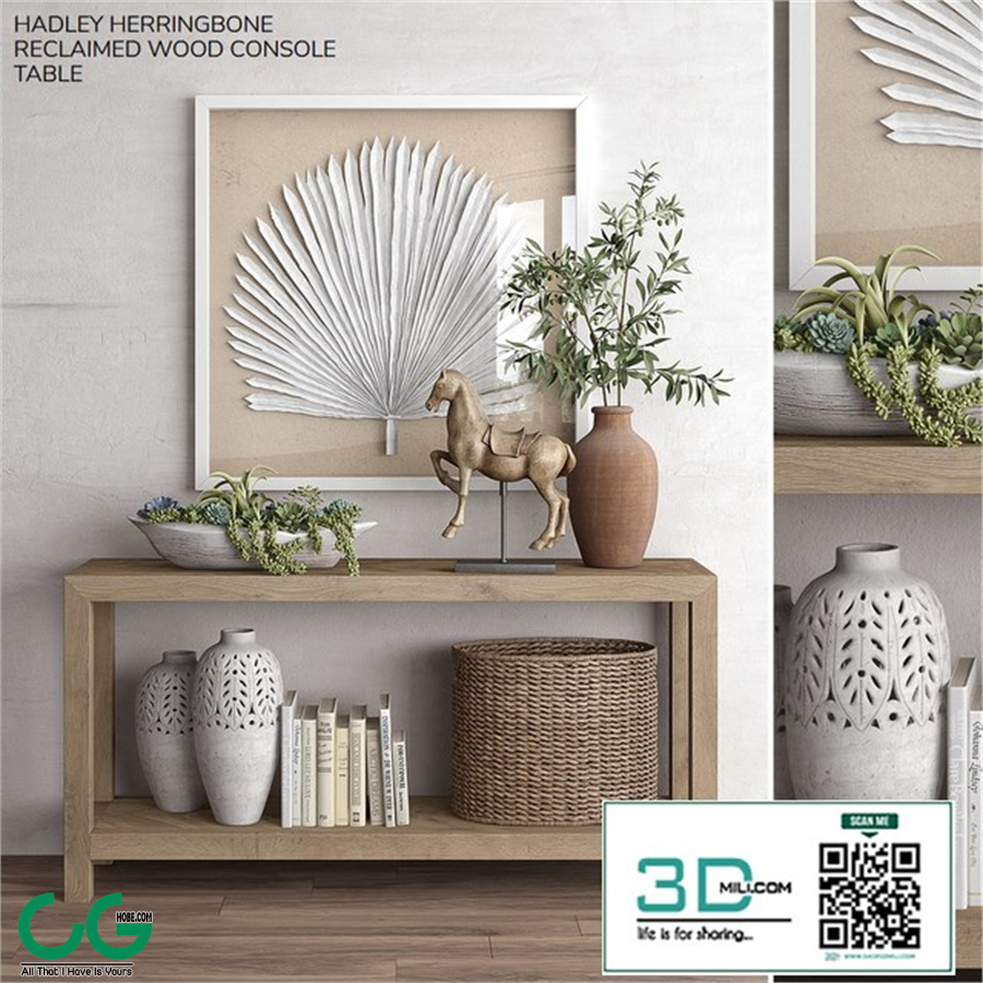 Pottery barn HADLEY HERRINGBONE RECLAIMED WOOD CONSOLE TABLE
