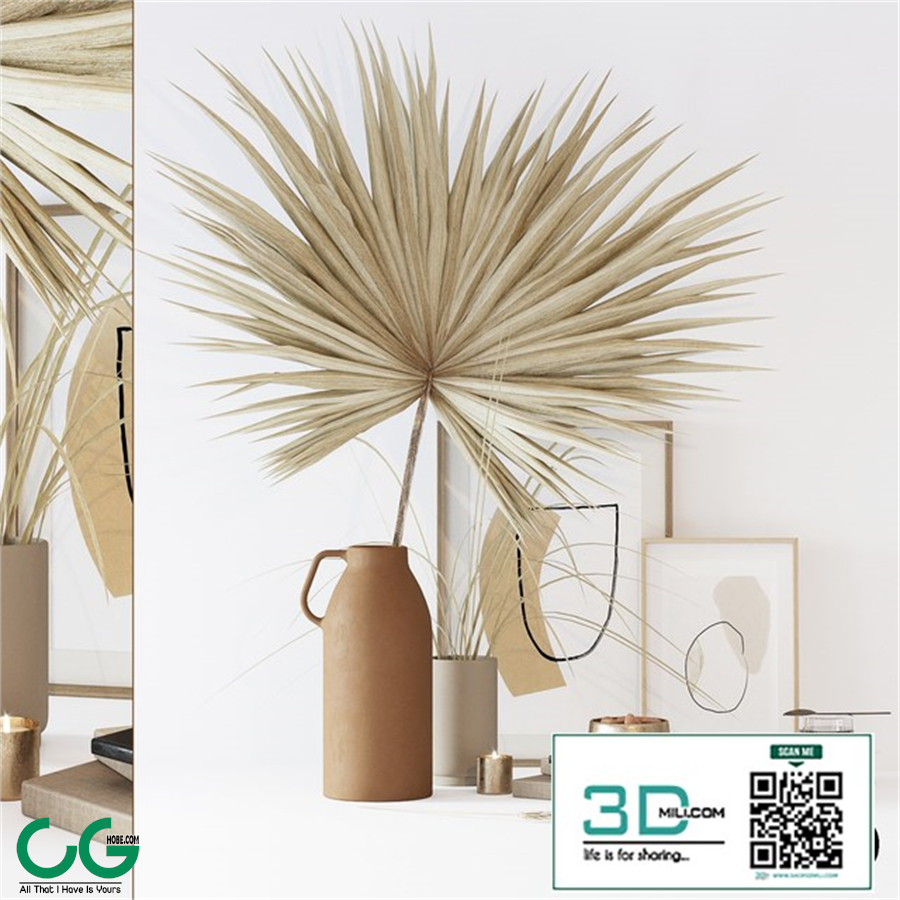 Decorative set with dryed palm