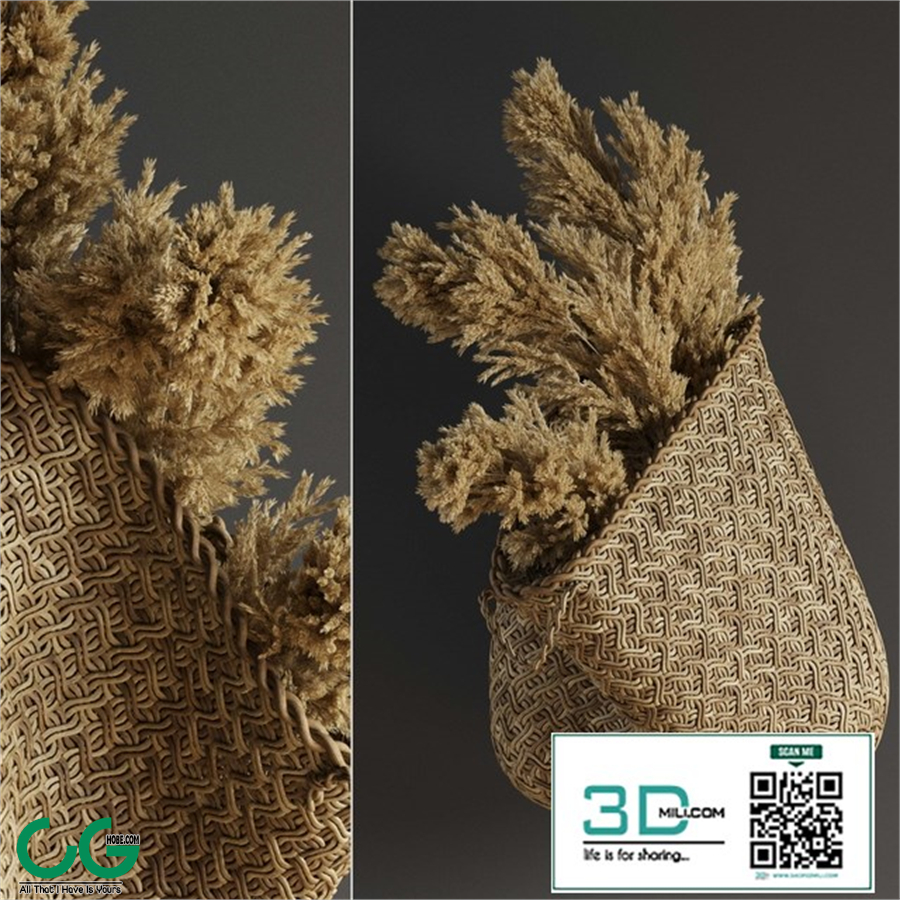 Pampas flower in hand basket