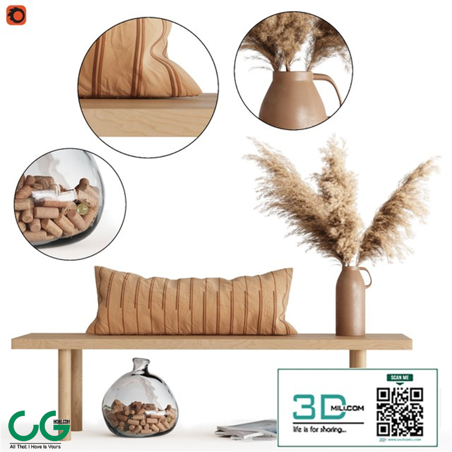 Decoration Set 05 pampas & table