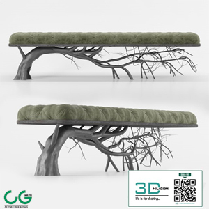 modern tree tufted bench