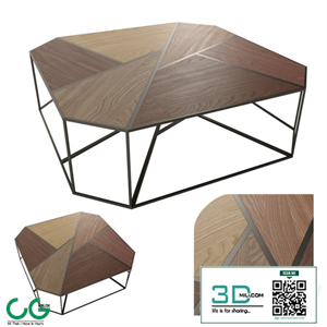 Metal coffee table with wooden countertop