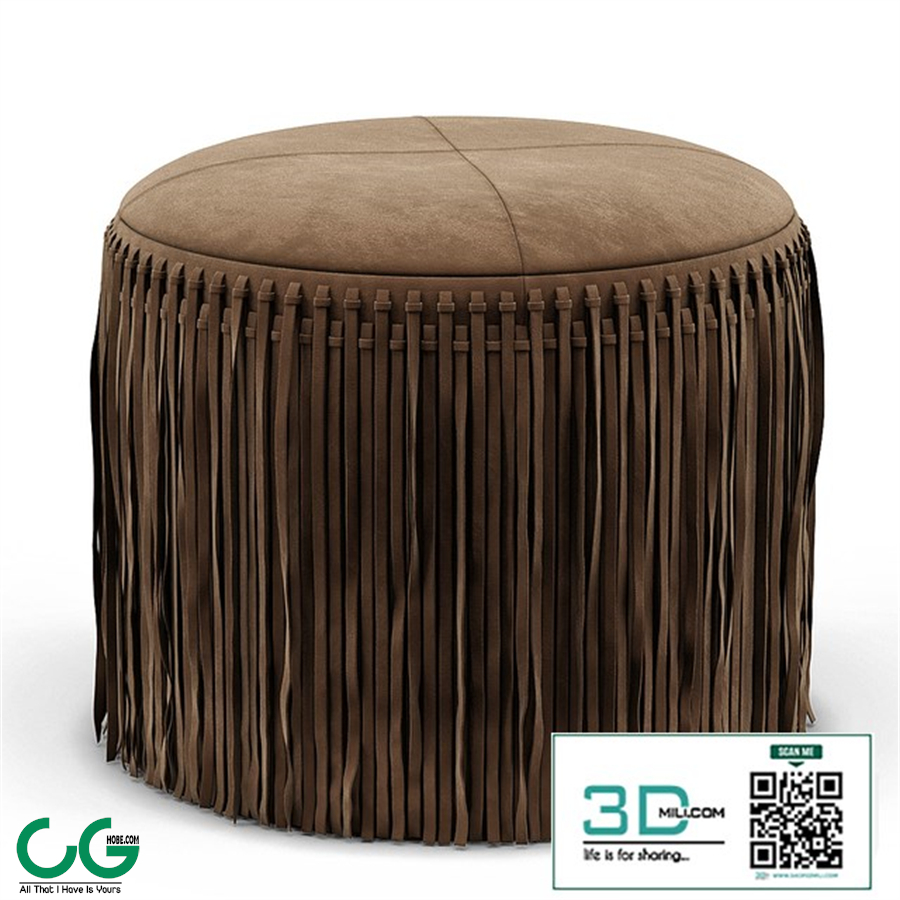 Wisteria Suede Boho Round Ottoman