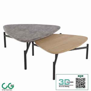 Set of two coffee tables Fin Natural beech and Concrete INMYROOM
